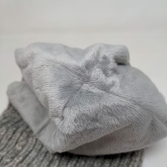 Time & Tru Women's Knit Beanie Hat Gray Tan One Size Fleece Lined - Picture 10 of 10